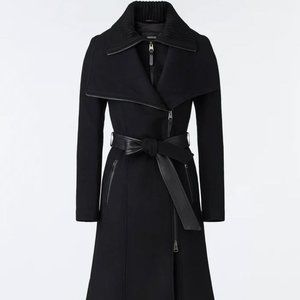 Mackage NORI 2-In-1 Tailored Wool Coat With Sash Belt - Black